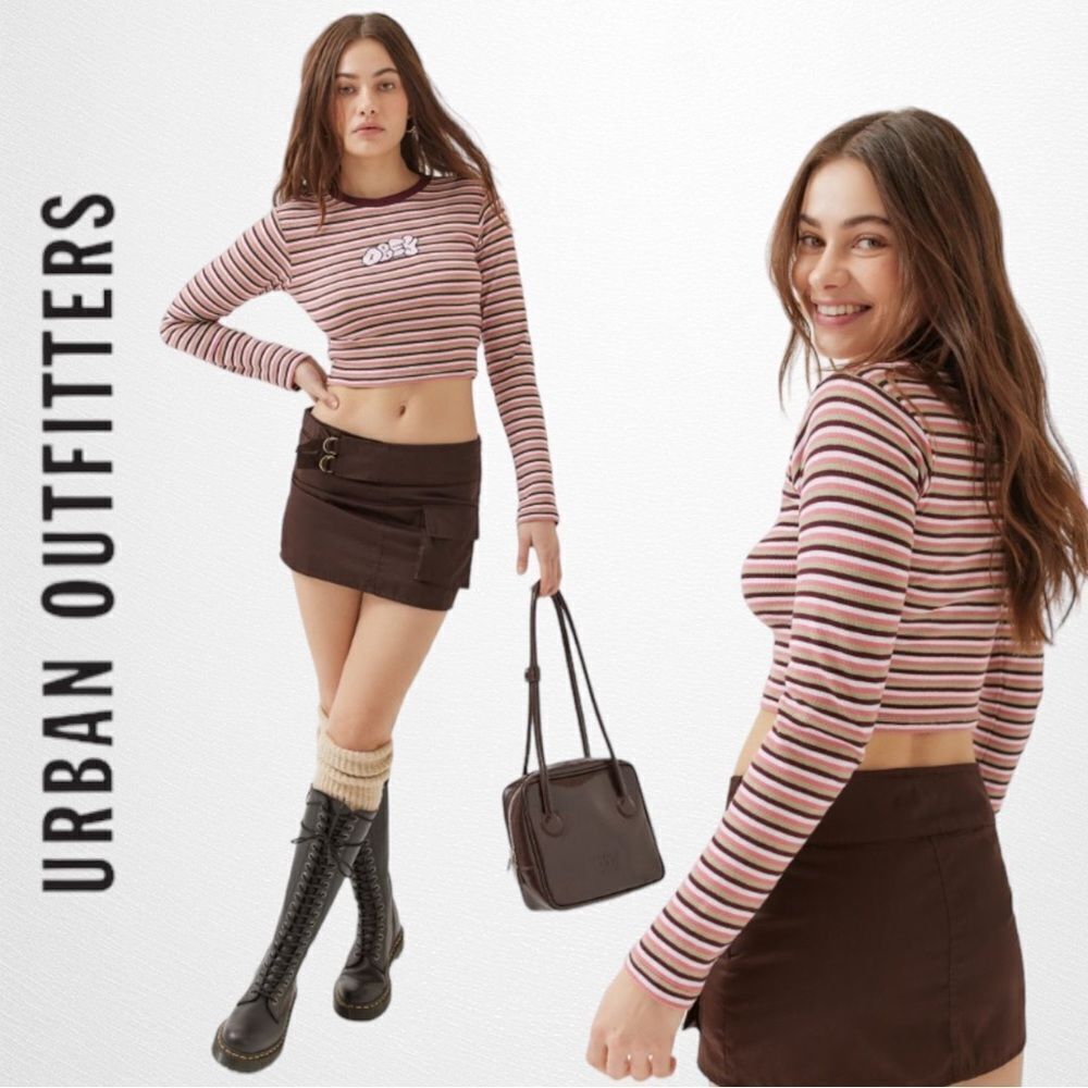 OBEY UO Urban Outfitters Dana Stripe Long Sleeve Tee Shirt NEW S M L XL
